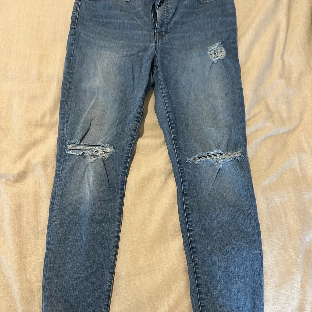 Madewell Blue Distressed Skinny Jeans